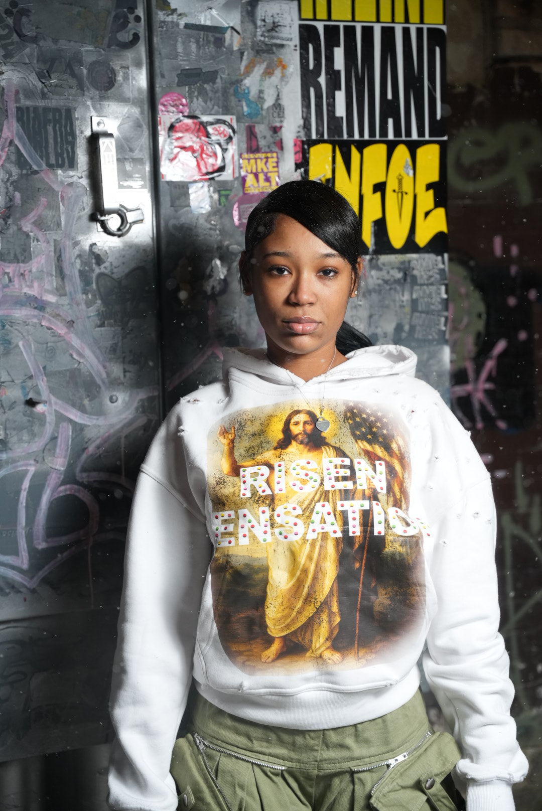 “CHRISTIAN NAVY” WHITE HOODIE