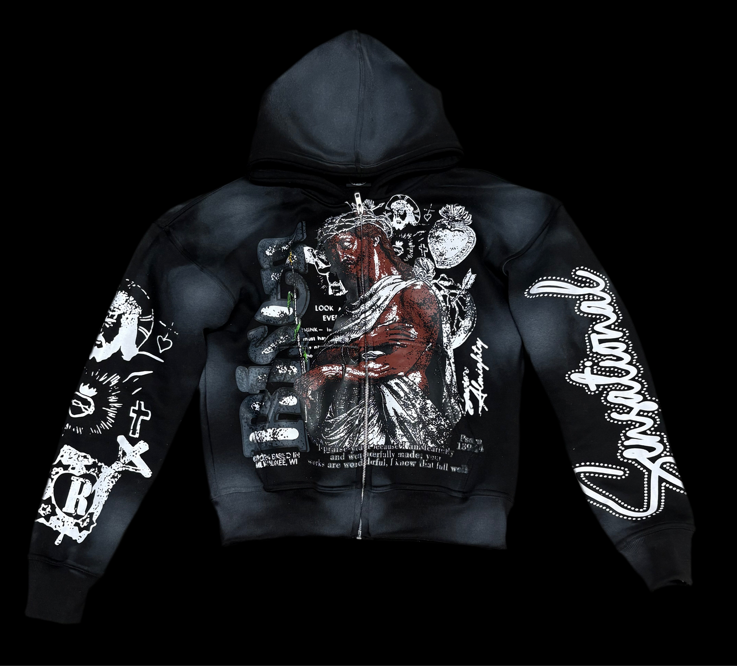 "RISEN SAVIOR" BLACK ZIP-UP